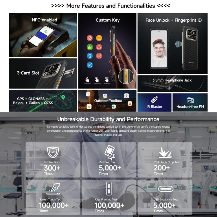 Ulefone Armor 25T Rugged Phone, 6GB+256GB, Thermal Imaging, 6.78 inch Android 14 MediaTek Helio G99 Octa Core, Network: 4G, NFC, OTG (Black) by Ulefone