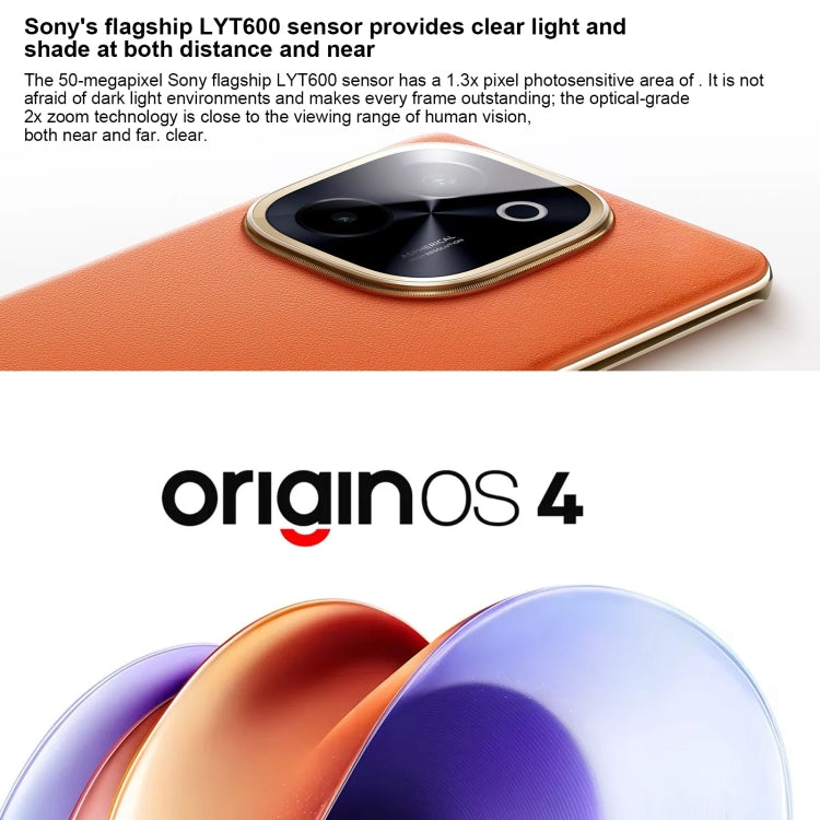 vivo Y200, Dual Back Cameras, 12GB+256GB, Face ID Screen Fingerprint Identification, 6.78 inch Android 14.0 OriginOS 4 Snapdragon 6 Gen 1 Octa Core 2.2GHz, OTG, Network: 5G, Support Google Play (Orange) by vivo