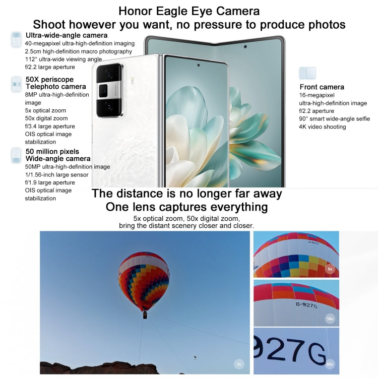 Honor Magic Vs3, 12GB+512GB, Side Fingerprint Identification 7.92 inch + 6.43 inch MagicOS 8.0.1 Snapdragon 8 Gen 2 Octa Core, Network: 5G, OTG, NFC (Black) by HONOR