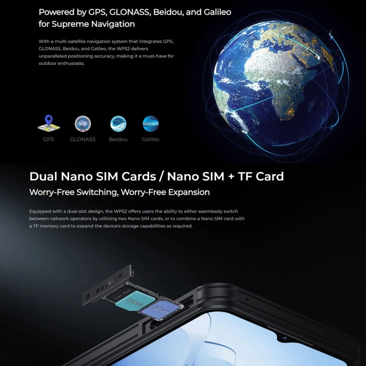 Oukitel WP52 5G Rugged Phone, 4GB+256GB, 6.6 inch Android 14.0 MediaTek Dimensity 6100+ Octa-core, NFC, OTG, Network: 5G (Navy Blue) by OUKITEL