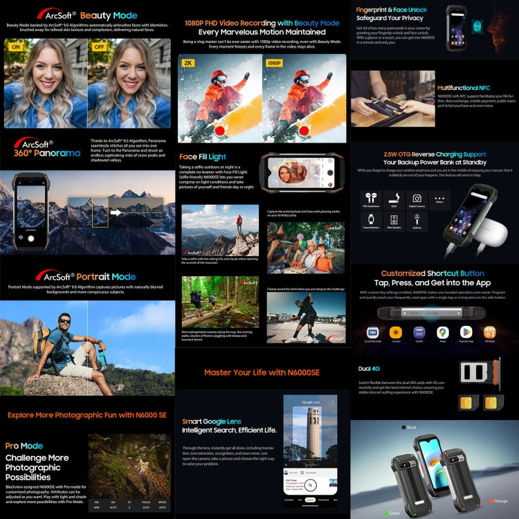 Blackview N6000SE, IP68/IP69K/MIL-STD-810H, 4GB+128GB, 4.3 inch Android 13 MediaTek MT8788 Octa Core, Network: 4G, OTG, NFC (Black) by Blackview