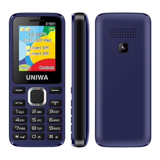 UNIWA E1801 Mobile Phone, 1.77 inch, 800mAh Battery, 21 Keys, Support Bluetooth, FM, MP3, MP4, GSM, Dual SIM(Blue) by UNIWA