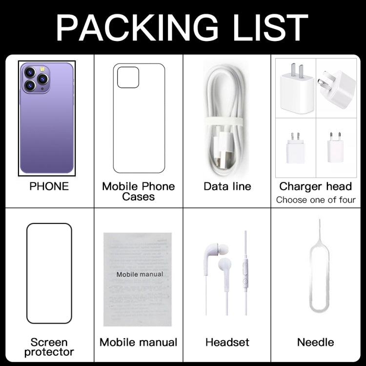 i14 Pro Max / H208A, 3GB+32GB, 6.5 inch Dynamic Island Screen, Face Identification, Android 8.1 MTK6753 Octa Core, Network: 4G (Purple) by buy2fix