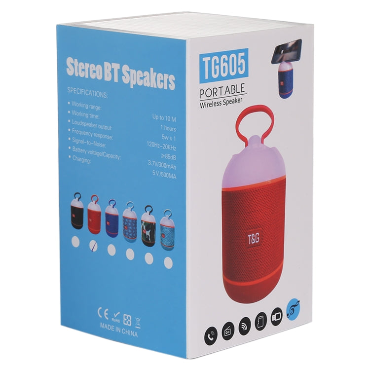 T&G TG605 Portable Stereo Wireless Bluetooth V5.0 Speaker, Built-in Mic, Support Hands-free Calls & TF Card & U Disk & AUX Audio & FM(Red) - Desktop Speaker by T&G | Online Shopping UK | buy2fix