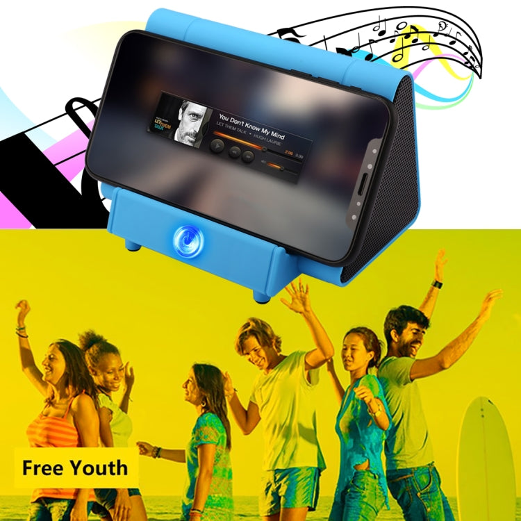 SY317A Portable Phone Stand Wireless Induction Stereo Speaker, Support Hands-free Calls & AUX IN(Blue) - Desktop Speaker by buy2fix | Online Shopping UK | buy2fix