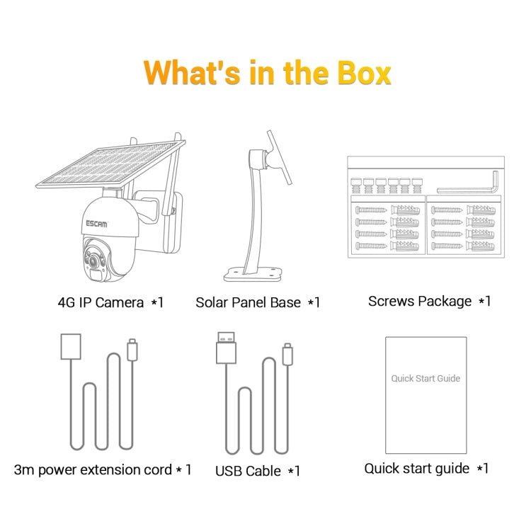 ESCAM QF450 HD 1080P 4G US Version Solar Powered IP Camera without Memory, Support Two-way Audio & PIR Motion Detection & Night Vision & TF Card by ESCAM