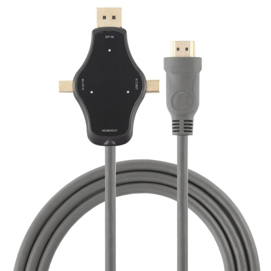 D65A 1.8m DisplayPort In & Mini DP In & USB-C / Type-C In to HDMI 4K Output Video Adapter Cable by buy2fix