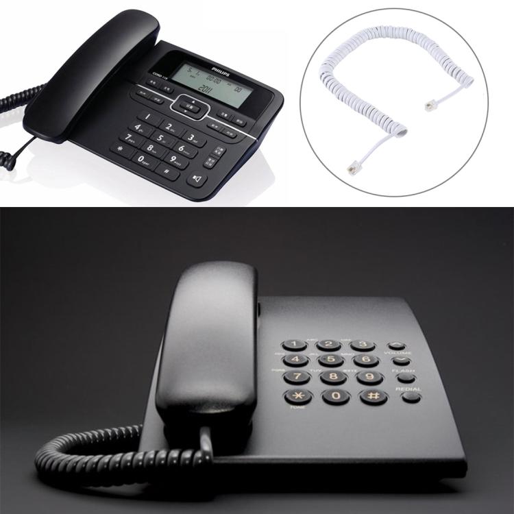 4 Core Male to Male RJ11 Spring Style Telephone Extension Coil Cable Cord Cable, Stretch Length: 5m (White) - Telephone Cable by buy2fix | Online Shopping UK | buy2fix