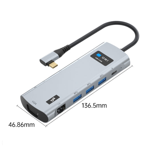 Z261 12 in 1 Elbow USB-C/Type-C to USB MST Smart Docking Station HUB Adapter by buy2fix