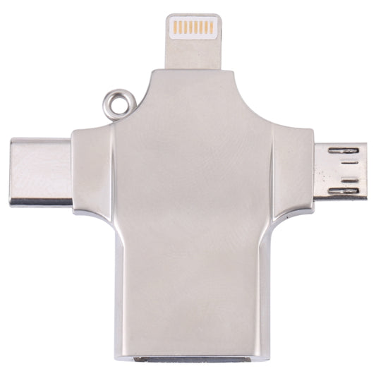 4 in 1 8 Pin + Micro USB + USB-C / Type-C to USB Metal Card Reader by buy2fix
