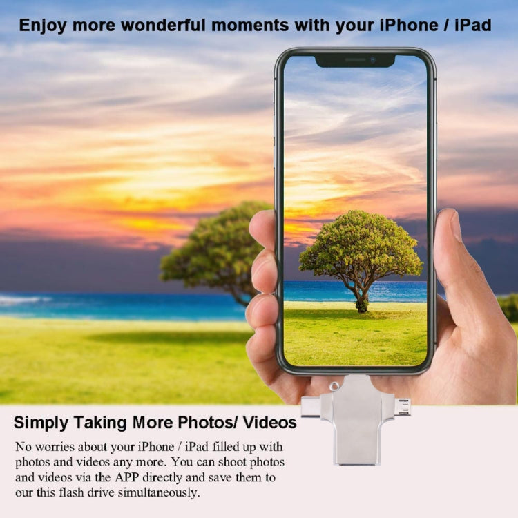 4 in 1 8 Pin + Micro USB + USB-C / Type-C to USB Metal Card Reader by buy2fix