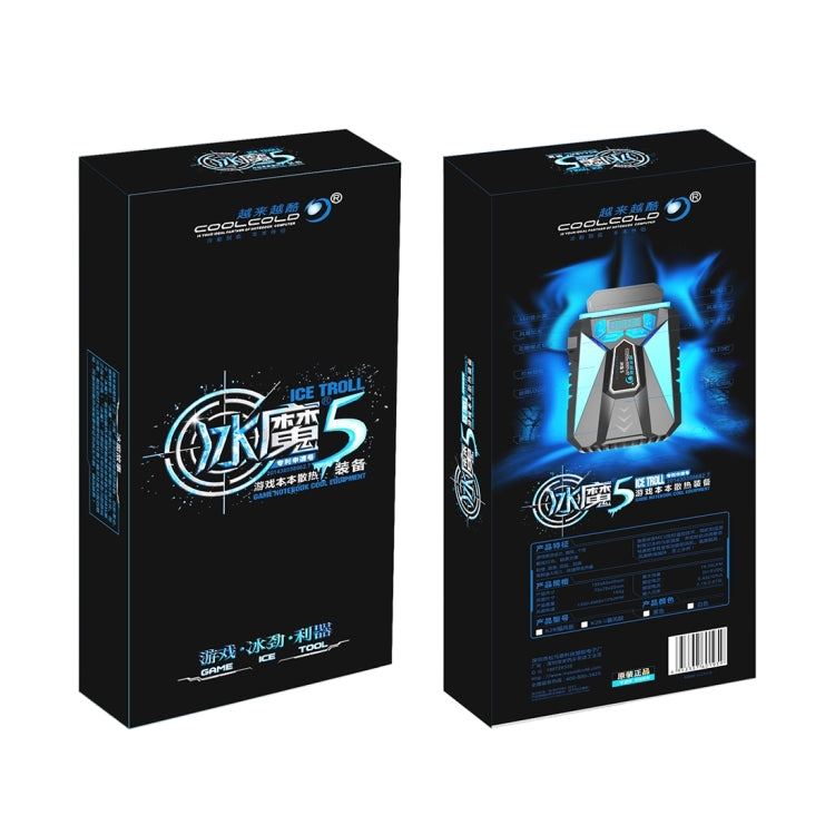 Ice Troll 5 COOLCOLD Portable Laptop Cooling Fan Air Cooler Speed Adjustable High Performance Notebook Fan Cooler Controller, AC 220V(Black) by COOLCOLD