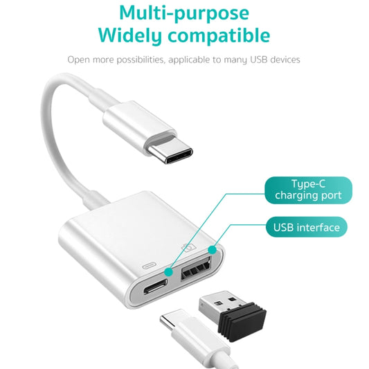 S-211 2 in 1 USB-C / Type-C Male to Type-C + USB Female Camera Adapter by buy2fix