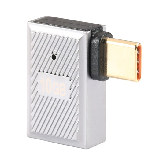 USB-C / Type-C Male to USB Female 10 Gbps 90 Degree Side Bend Charging Adapter (Silver) by buy2fix