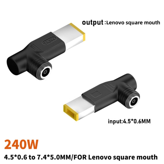 240W DC 4.5 x 0.6mm Female to Big Square USB Elbow Power Adapter For Lenovo Thinkpad/ThinkBook/Xiaoxin by buy2fix