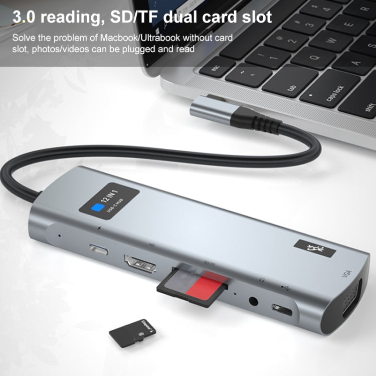 V261A 12 in 1 Elbow USB-C/Type-C to USB Digital Display Docking Station HUB Adapter by buy2fix