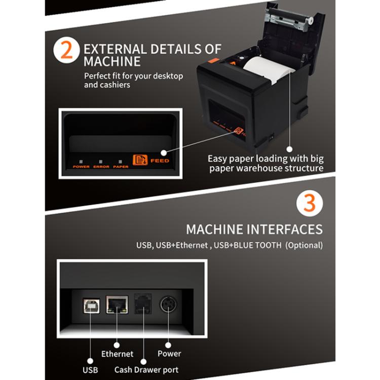 ZJ-8360 USB Auto-cutter 80mm Thermal Receipt Printer(UK Plug) by buy2fix
