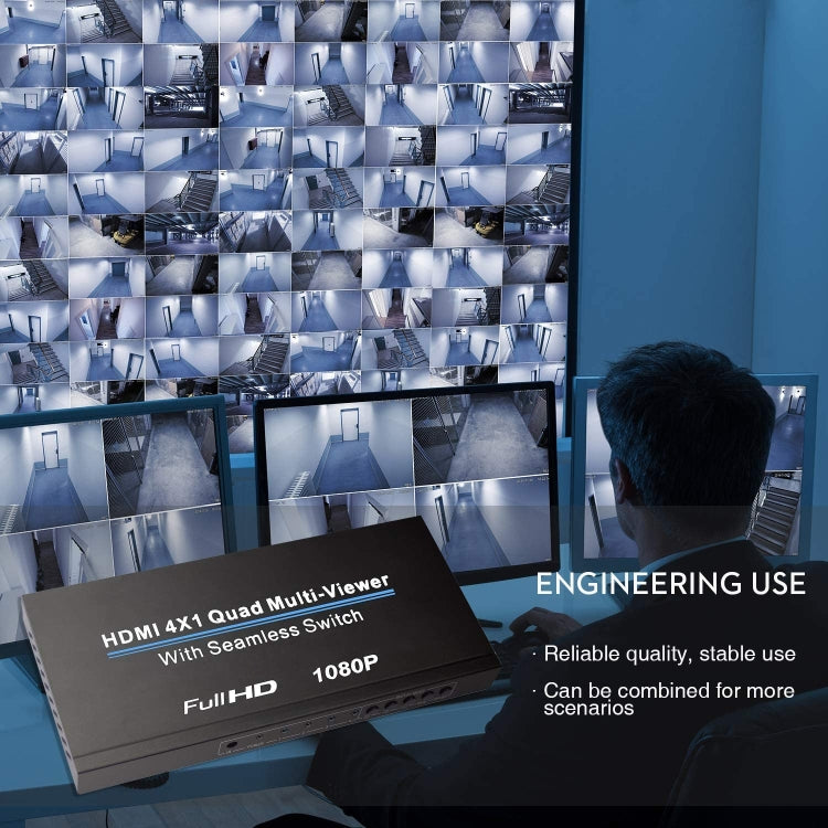 NEWKENG NK-C941 Full HD 1080P HDMI 4x1 Quad Multi-Viewer with Seamless Switch & Remote Control, UK Plug by buy2fix