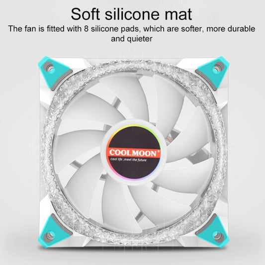 COOLMOON AS2 PWM Controlled Cooling Fan 12CM Dual-aperture Computer Water Cooling ARGB Chassis Fan (White) by COOLMOON