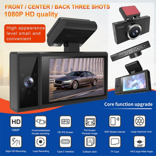 X12 1080P HD Panoramic Triple Recording WiFi Car Driving Recorder Support Mobile APP by buy2fix