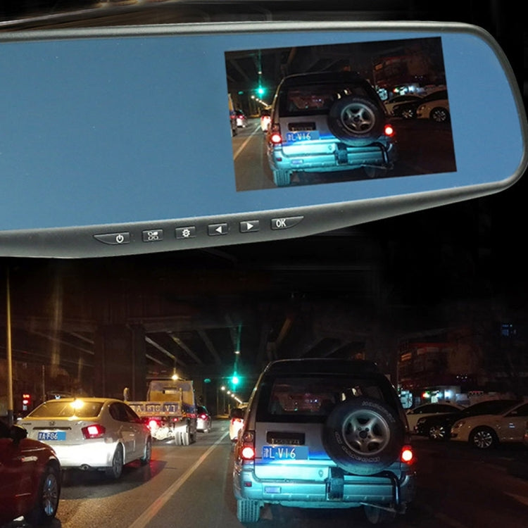 Left Screen Display Rearview Mirror Vehicle DVR, Allwinner Programs, 2 x Cameras 1080P HD 140 Degree Wide Angle Viewing, Support GPS Port/ Motion Detection / Night Vision / TF Card / G-Sensor by buy2fix