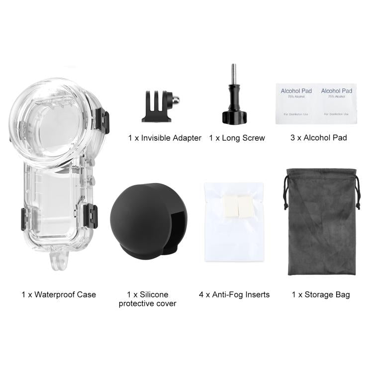 For Insta360 X5 PULUZ 60m Waterproof Sealed Diving Case with Silicone Lens Cover (Black) - Case & Bags by PULUZ | Online Shopping UK | buy2fix