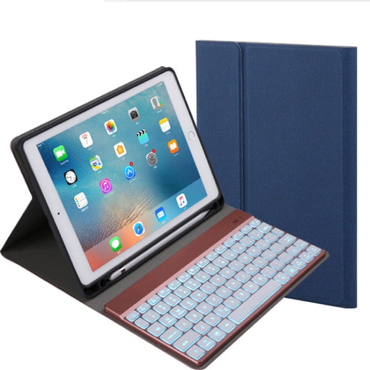 508A Detachable Bluetooth Keyboard + Horizontal Flip Leather Tablet Case with Holder & Colorful Backlight for iPad Pro 9.7 inch, iPad Air, iPad Air 2, iPad 9.7 inch (2017), iPad 9.7 inch (2018)(Blue) by buy2fix