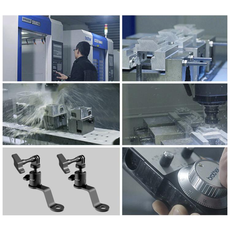 PULUZ Motorcycle Rearview Mirror Aluminum Alloy Action Camera Holder Mount (Black) - Holder by PULUZ | Online Shopping UK | buy2fix