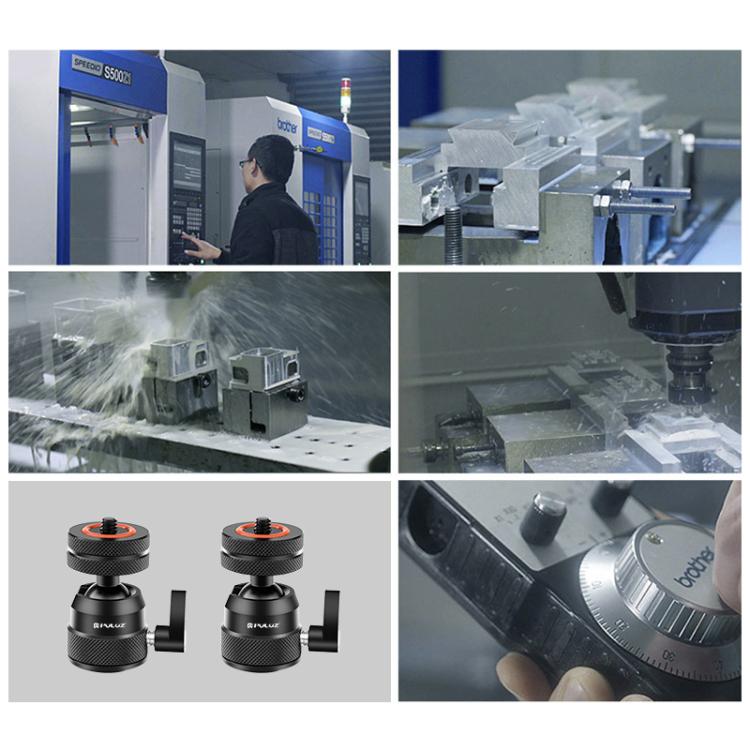 PULUZ Multifunctional Aluminum Alloy Mini Ball Head Tripod Mount Adapter, Cold Shoe & 1/4 Screw Dual-Use (Black) - Tripod Heads by PULUZ | Online Shopping UK | buy2fix