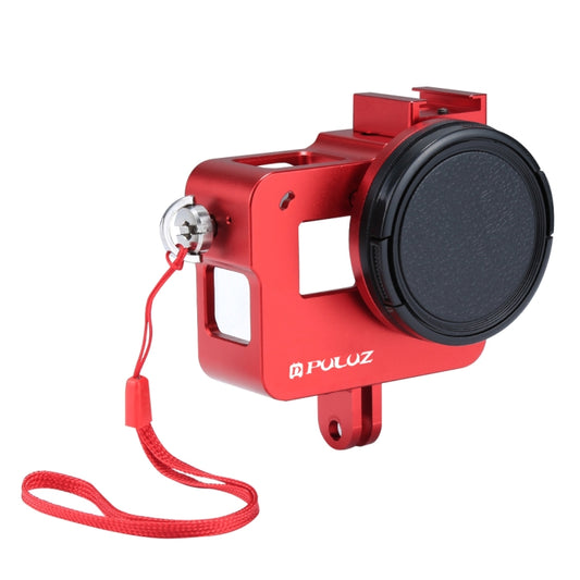 PULUZ Housing Shell CNC Aluminum Alloy Protective Cage with 52mm UV Lens for GoPro HERO(2018) /7 Black /6 /5(Red) by PULUZ