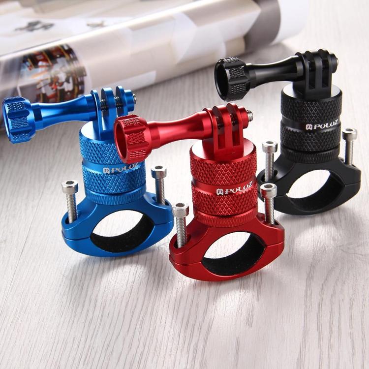 PULUZ 360 Degree Rotation Bike Aluminum Handlebar Adapter Mount with Screw for GoPro, Insta360, DJI and Other Action Cameras(Red) by PULUZ