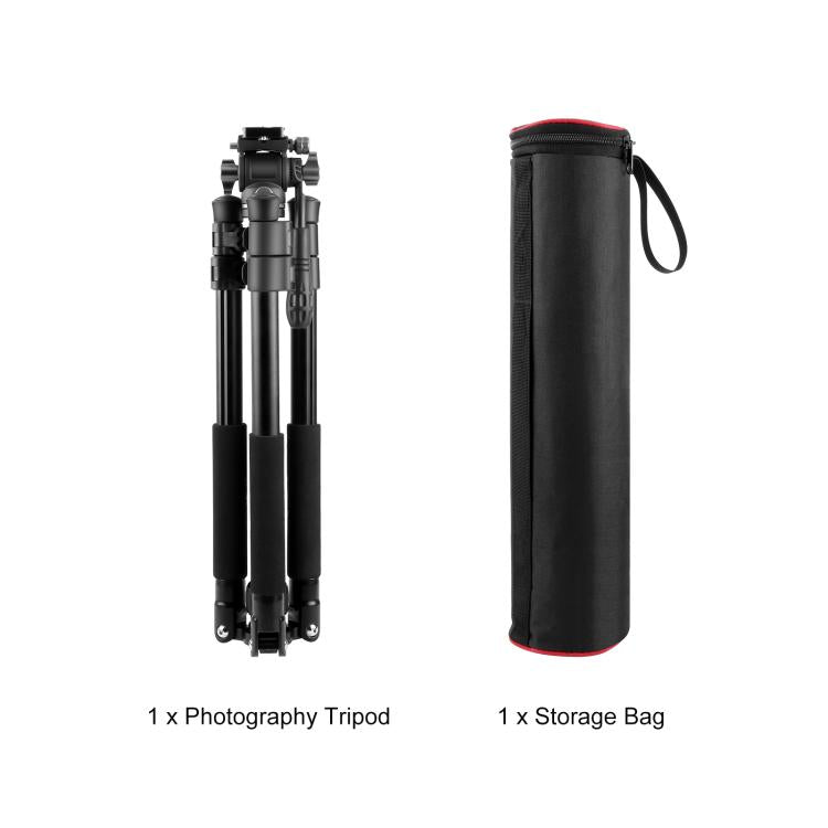 PULUZ 1.6m Reverse-Folding Professional Video Tripod with Fluid Drag Head (Black) - Tripods by PULUZ | Online Shopping UK | buy2fix