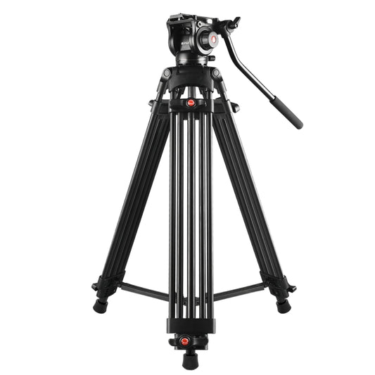 PULUZ Professional Heavy Duty Video Camcorder Aluminum Alloy Tripod with Fluid Drag Head for DSLR / SLR Camera, Adjustable Height: 80-160cm(Black) by PULUZ