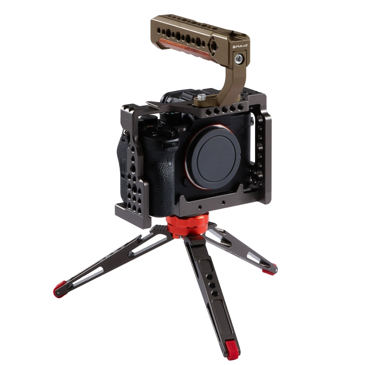 PULUZ Camera Wooden Top Handle with Cold Shoe Mount for Mirrorless Camera Cage Stabilizer(Bronze) by PULUZ