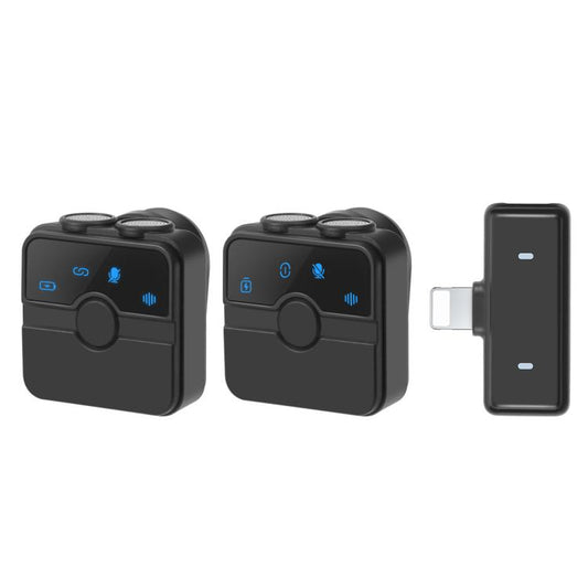 PULUZ Magnetic Lavalier Wireless Microphone with Charging Case Box, 8 Pin RX Receiver and 2 TX Microphones (Black) - Microphone by PULUZ | Online Shopping UK | buy2fix