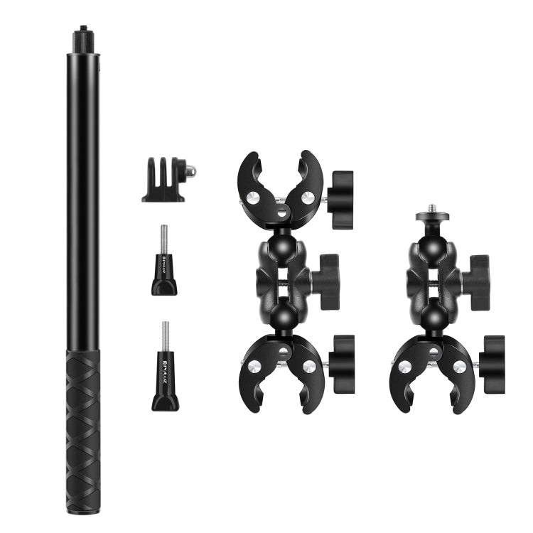 PULUZ Cycling Quick Release Bracket with 150cm Selfie Stick Set, Dual-heads Crab & Single Heads Clamps Handlebar Fixed Mount (Black) by PULUZ