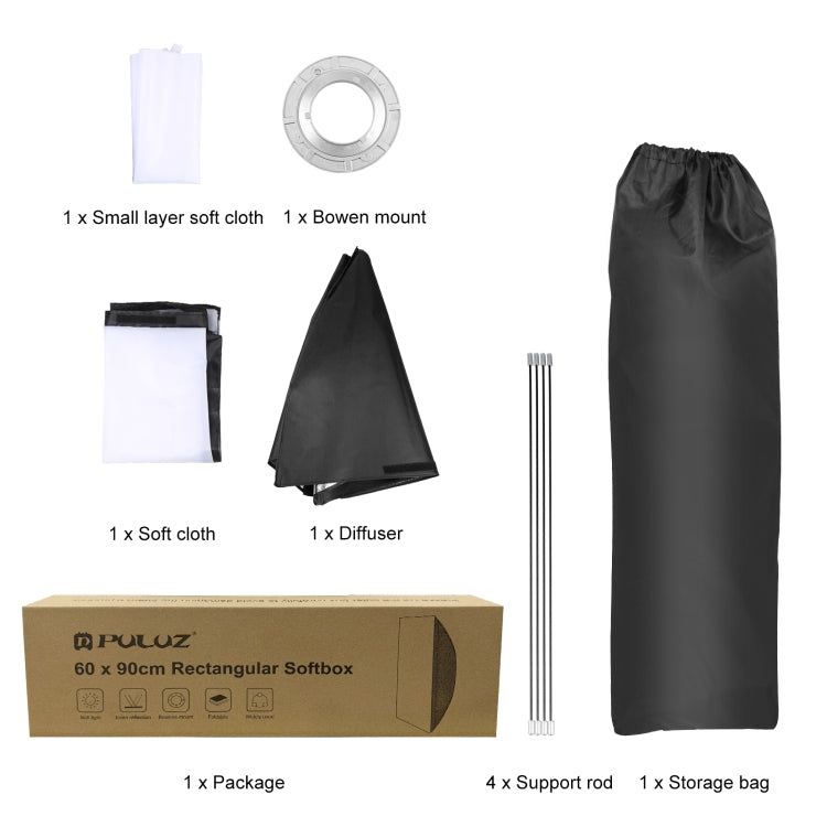 PULUZ Rectangle Speedlite Softbox Bowens Mount Diffuser by PULUZ