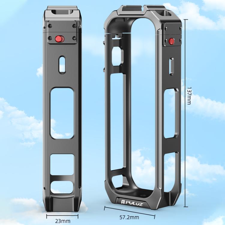 For Insta360 X5 PULUZ Aluminum Alloy Protective Cage Rig Expand Cold Shoe Housing Frame (Grey) - Mount & Holder by PULUZ | Online Shopping UK | buy2fix