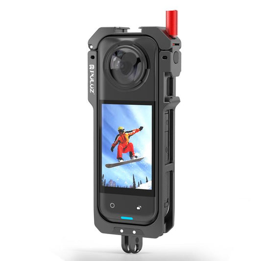 For Insta360 X5 PULUZ Metal Protective Cage Rig Housing Frame with Lens Cover (Black) - Mount & Holder by PULUZ | Online Shopping UK | buy2fix