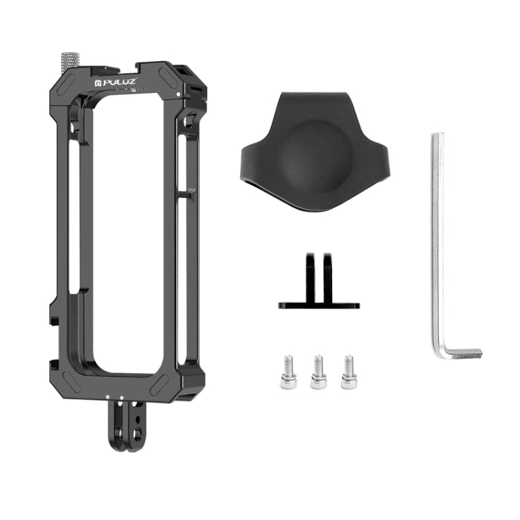 For Insta360 X3 PULUZ Metal Protective Cage Rig Housing Frame with Expand Cold Shoe Base & Tripod Adapter(Black) by PULUZ