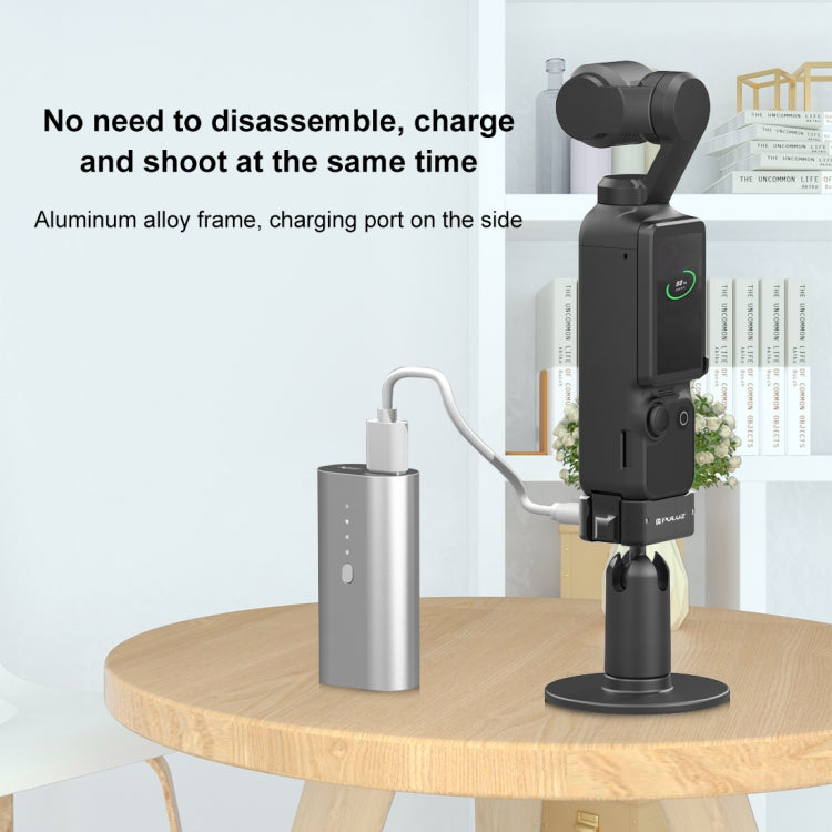 For DJI OSMO Pocket 3 PULUZ USB-C / Type-C Dock Desktop Charging Base Aluminum Alloy Bracket (Black) - Mount & Holder by PULUZ | Online Shopping UK | buy2fix