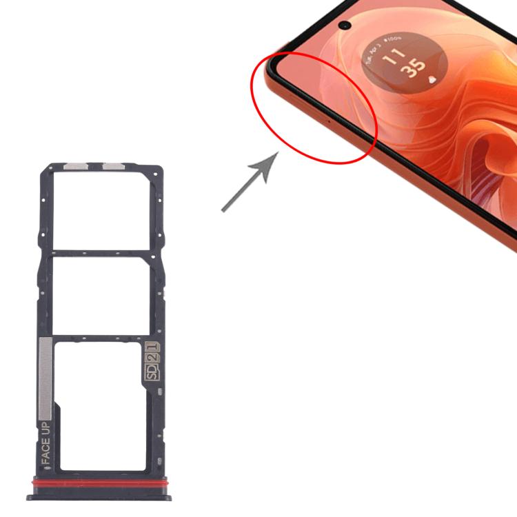 For Motorola Moto G04 10pcs Original SIM Card Tray + SIM Card Tray + Micro SD Card Tray (Black) - Card Socket by buy2fix | Online Shopping UK | buy2fix