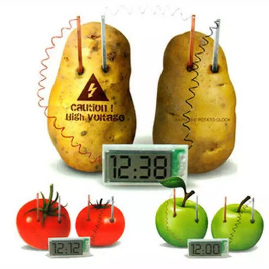 DIY Novel Green Science Potato Digital Clock Educational Kit with 2 inch LCD Screen (Potato NOT Included)(White) by buy2fix