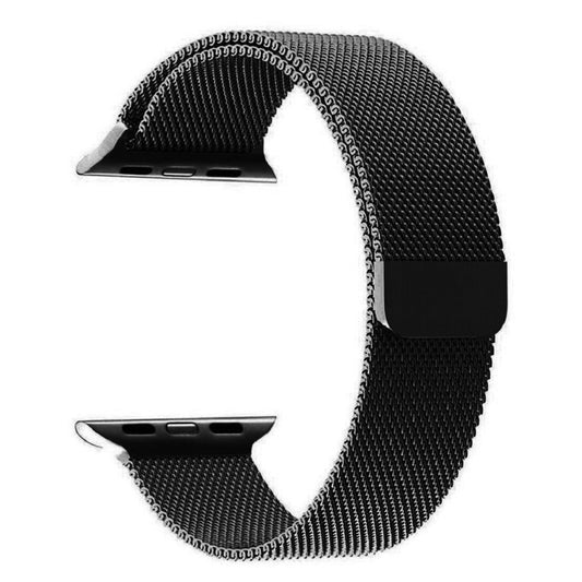 For Apple Watch 38mm Milanese Loop Magnetic Stainless Steel Watch Band(Black) - Watch Bands by buy2fix | Online Shopping UK | buy2fix