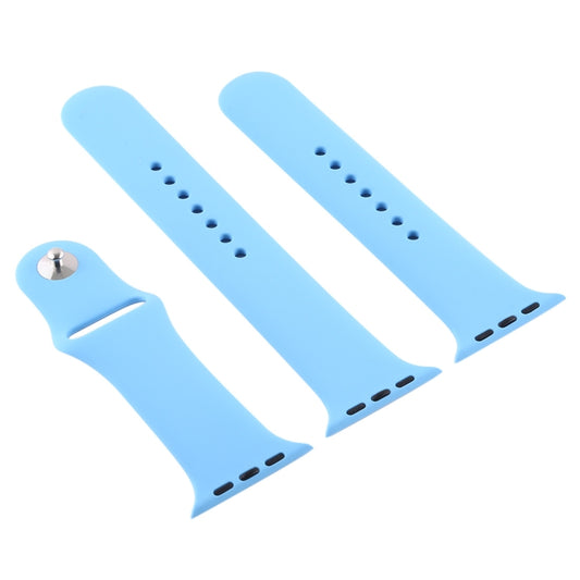 For Apple Watch Series 10 42mm / 9&8&7 41mm / SE 3&SE 2&6&SE&5&4 40mm / 3&2&1 38mm 3 in 1 Rubber Watch Band with Pin Buckle(Chrysanthemum Blue) by buy2fix
