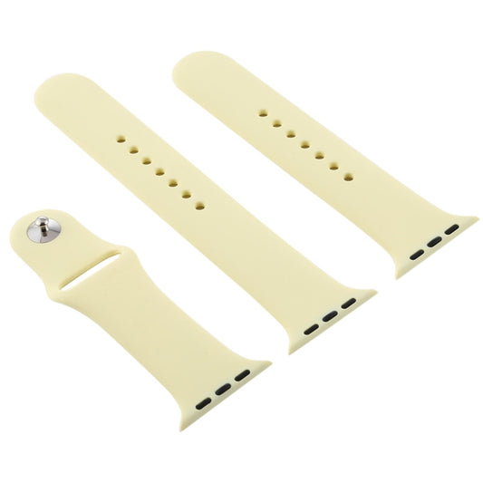 For Apple Watch Series 10 42mm / 9&8&7 41mm / SE 3&SE 2&6&SE&5&4 40mm / 3&2&1 38mm 3 in 1 Rubber Watch Band with Pin Buckle(Cream Yellow) by buy2fix
