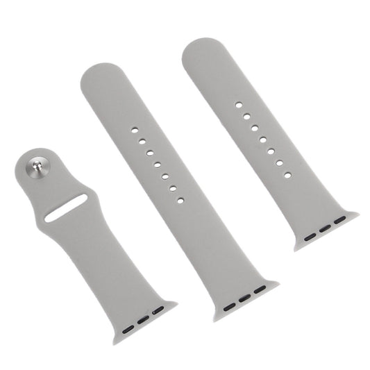 For Apple Watch Series 10 42mm / 9&8&7 41mm / SE 3&SE 2&6&SE&5&4 40mm / 3&2&1 38mm 3 in 1 Rubber Watch Band with Pin Buckle(Grey) by buy2fix