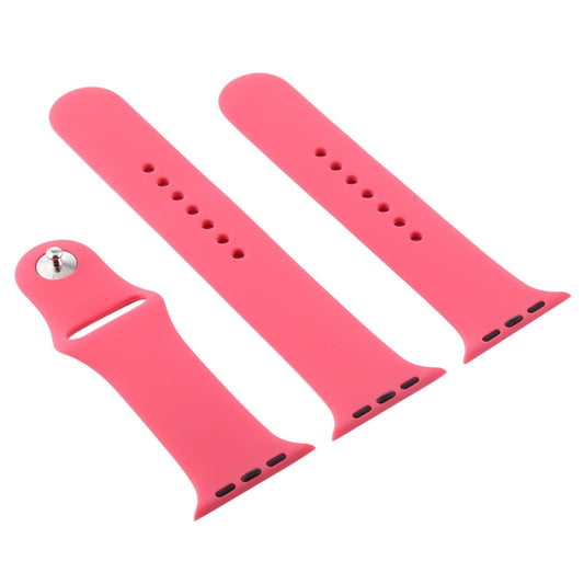 For Apple Watch Series 10 42mm / 9&8&7 41mm / SE 3&SE 2&6&SE&5&4 40mm / 3&2&1 38mm 3 in 1 Rubber Watch Band with Pin Buckle(Hibiscus Pink) by buy2fix