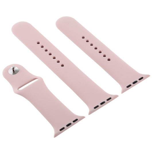 For Apple Watch Ultra 49mm & Watch Ultra 2 49mm / Series 9&8&7 45mm / SE 3&SE 2&6&SE&5&4 44mm / 3&2&1 42mm 3 in 1 Rubber Watch Band with Pin Buckle (Sand Pink) by buy2fix