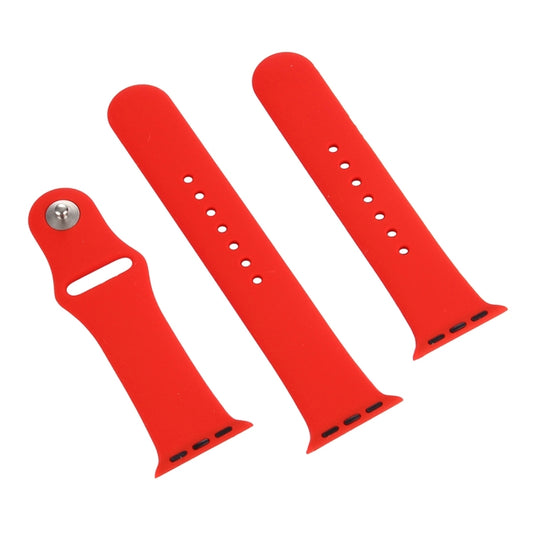 For Apple Watch Ultra 49mm & Watch Ultra 2 49mm / Series 9&8&7 45mm / SE 3&SE 2&6&SE&5&4 44mm / 3&2&1 42mm 3 in 1 Rubber Watch Band with Pin Buckle(Red) by buy2fix